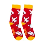 Calceta Roja con el logo nuevo de Pollo Feliz.